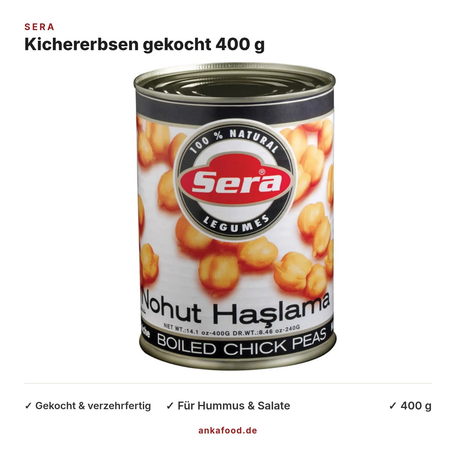 Sera Kichererbsen gekocht 400 g – Anka Food