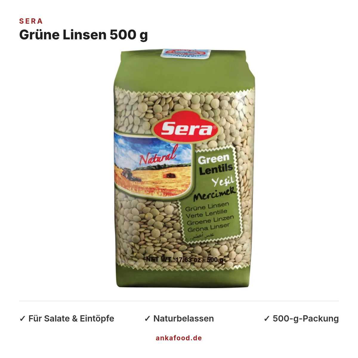 Sera Grüne Linsen 500 g – Anka Food