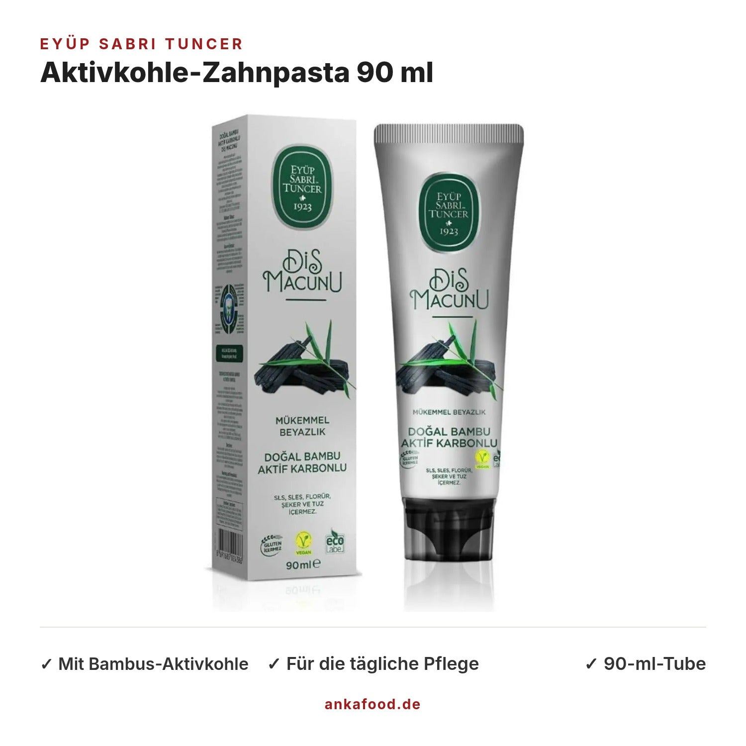 Eyüp Sabri Tuncer Bambus-Aktivkohle Zahnpasta 90 ml – Anka Food