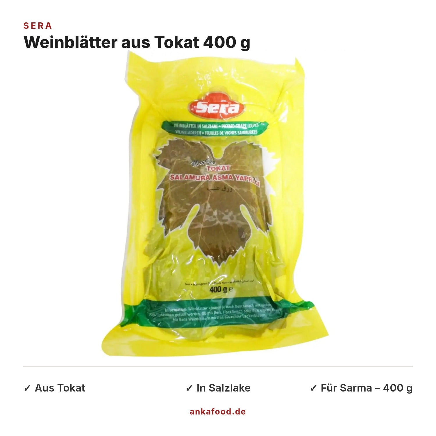 Sera Weinblätter aus Tokat in Salzlake 400 g – Anka Food