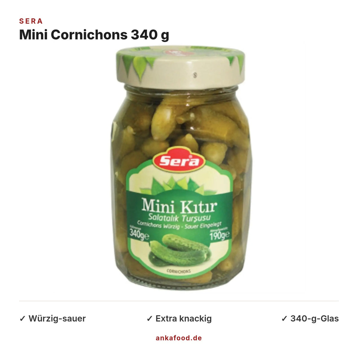 Sera Mini Cornichons würzig-sauer 340 g – Anka Food