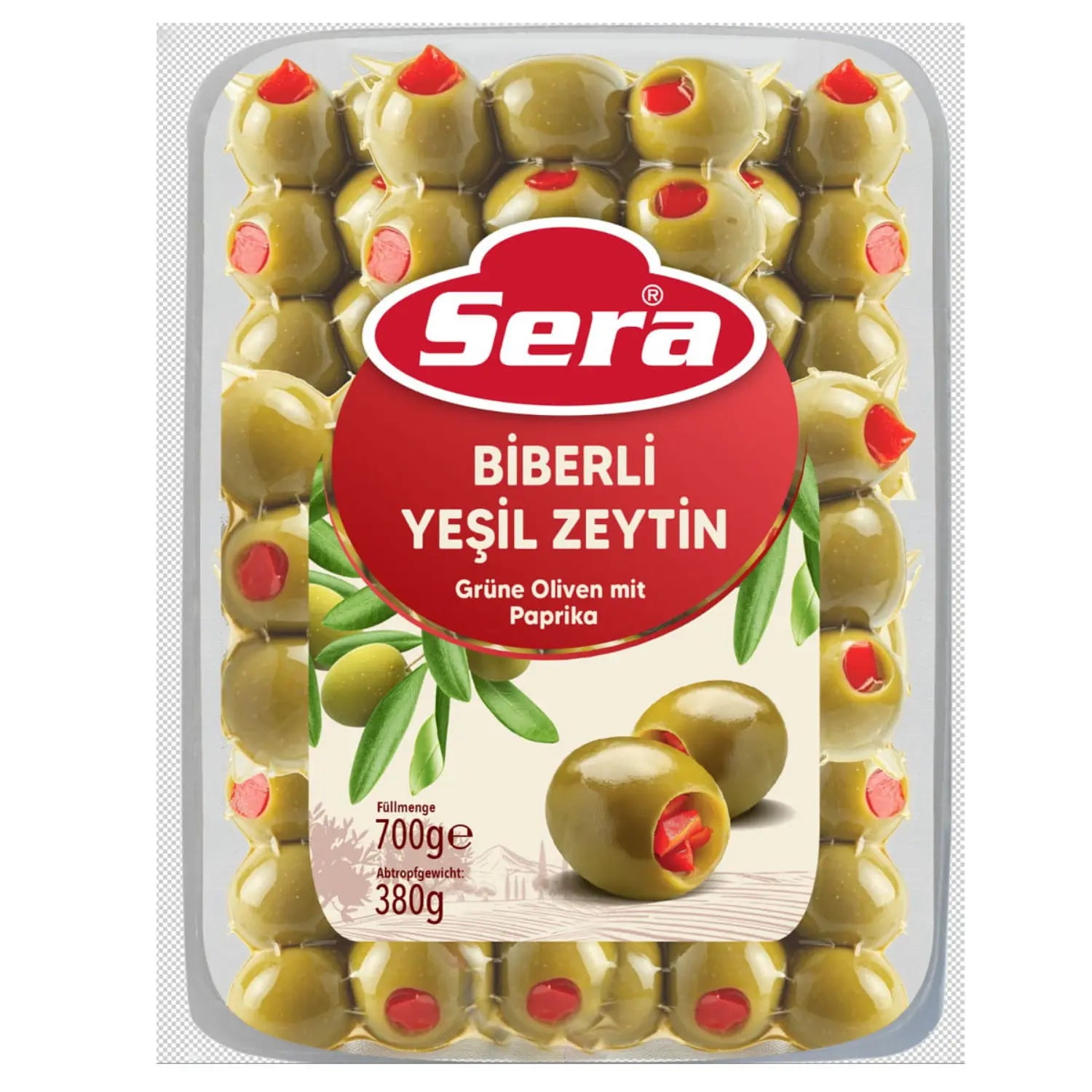Green Olives with Red Pepper 700g – Stuffed Table Olives – Anka Food