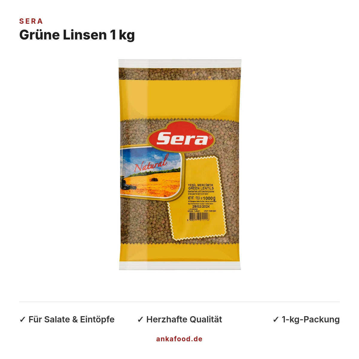 Sera Grüne Linsen 1000 g – Anka Food