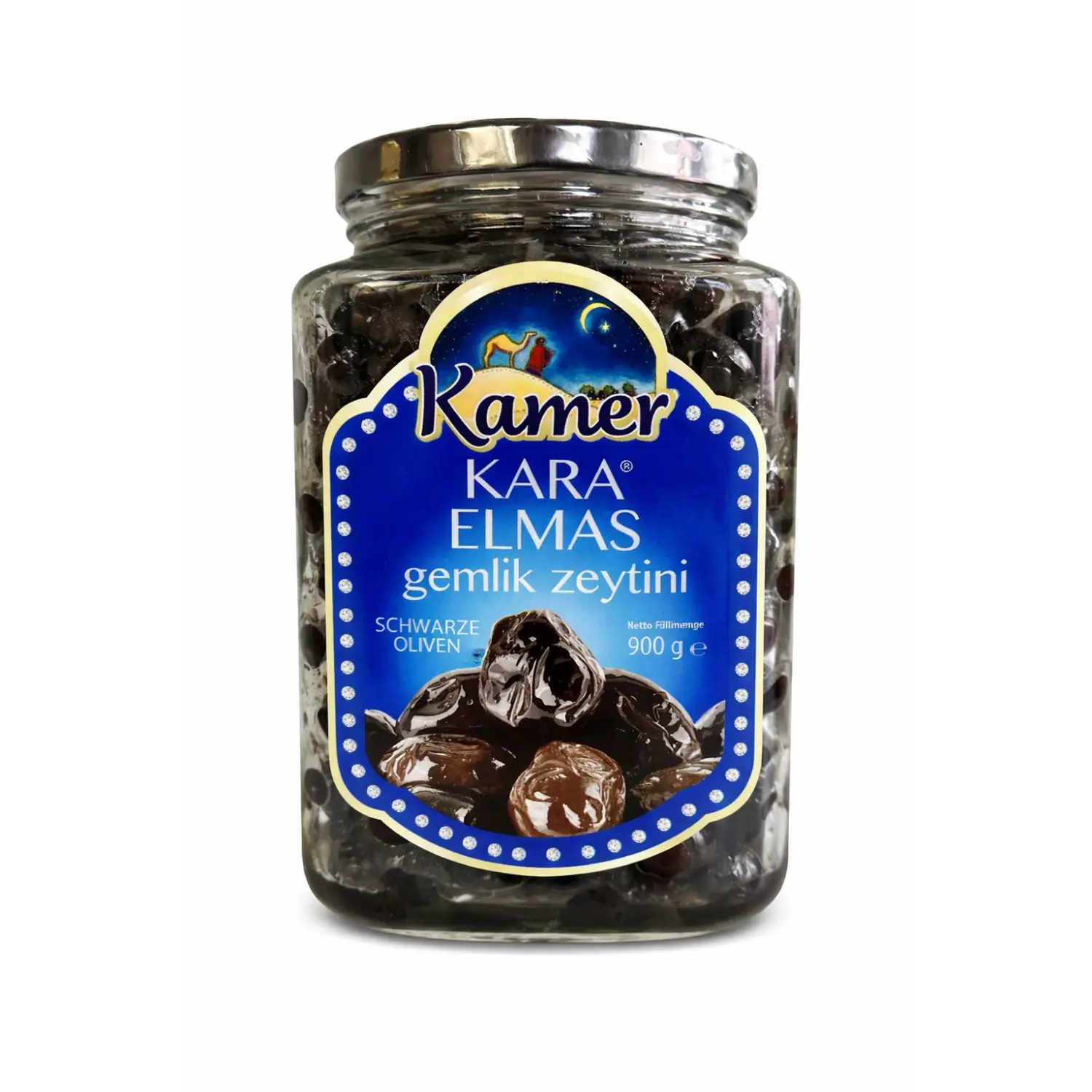 Kamer Kara Elmas Gemlik Oliven 900g – Schwarze Oliven – Anka Food