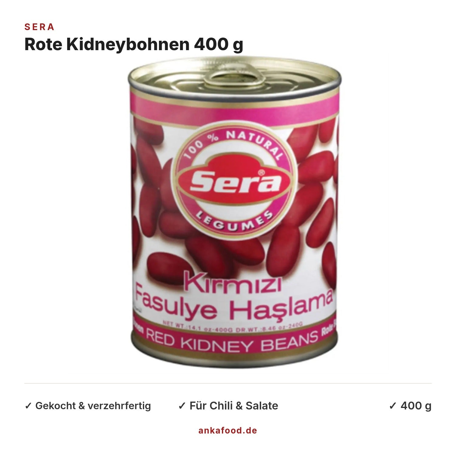 Sera Rote Kidneybohnen gekocht 400 g – Anka Food