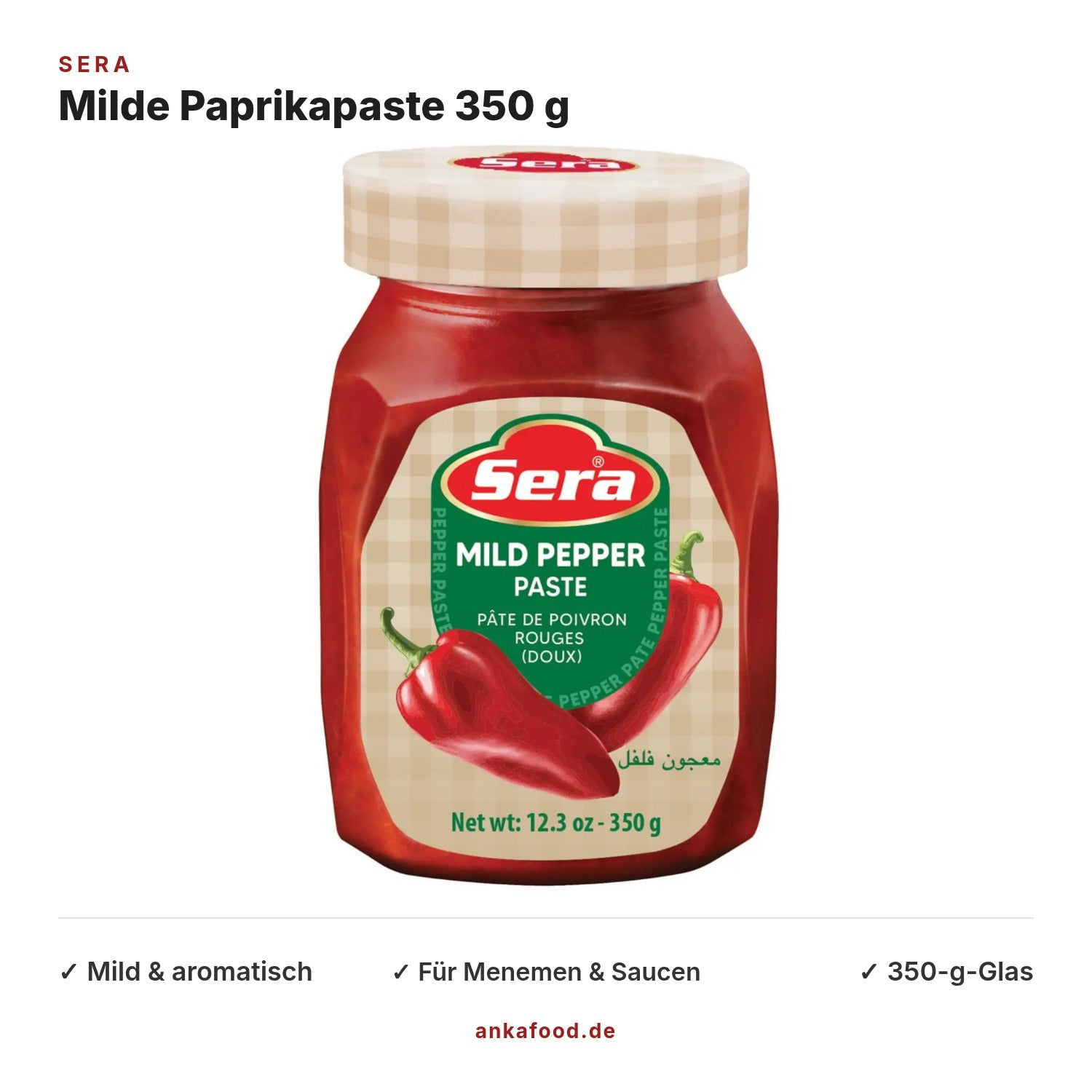 Sera Milde Paprikapaste 350 g – Tatlı Biber Salçası – Anka Food