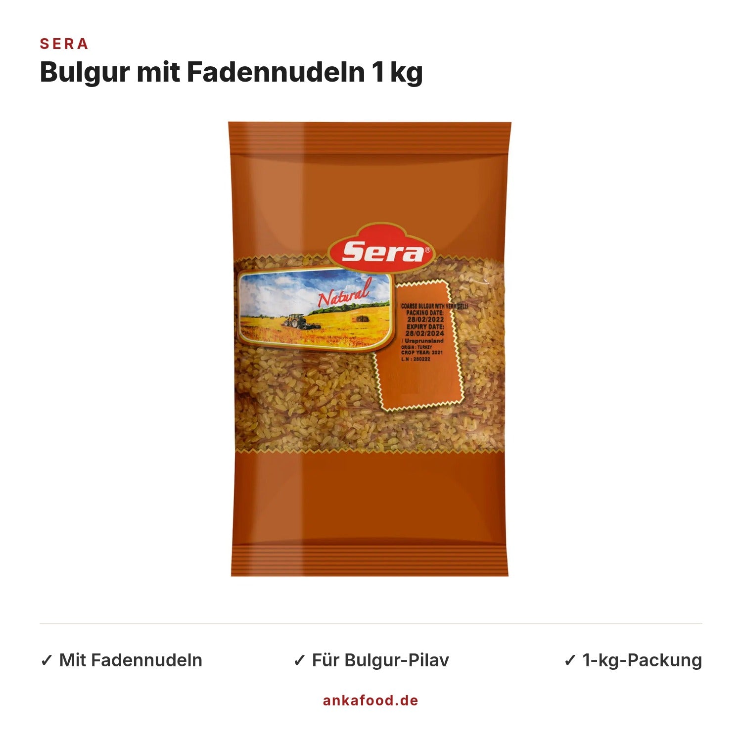 Sera Grober Bulgur mit Fadennudeln 1 kg – Anka Food