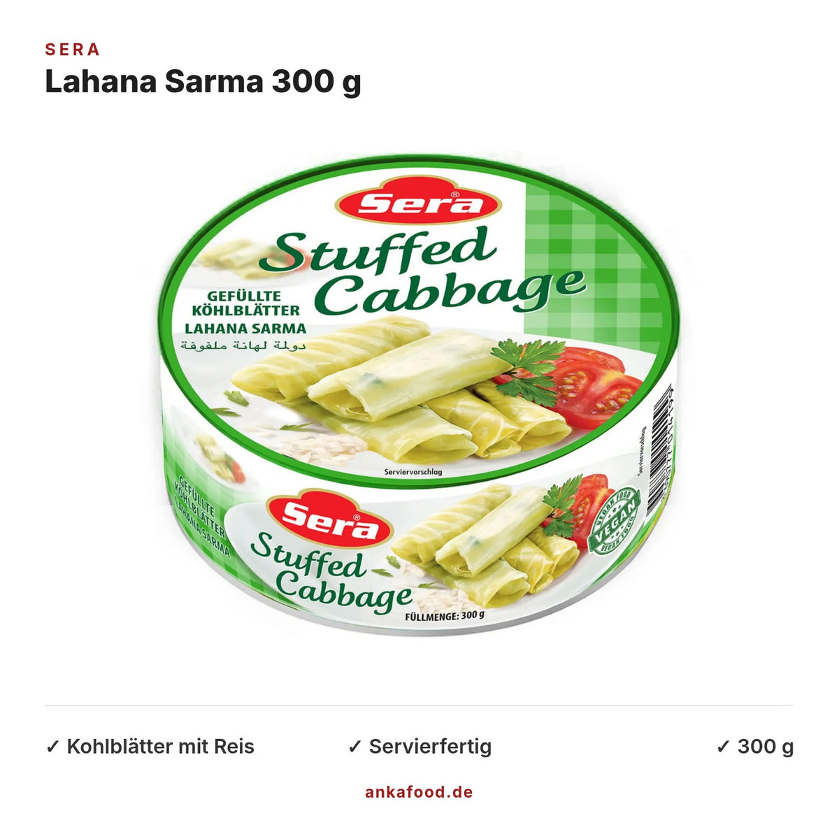Sera Lahana Sarma gefüllte Weißkohlblätter mit Reis 300 g – Anka Food