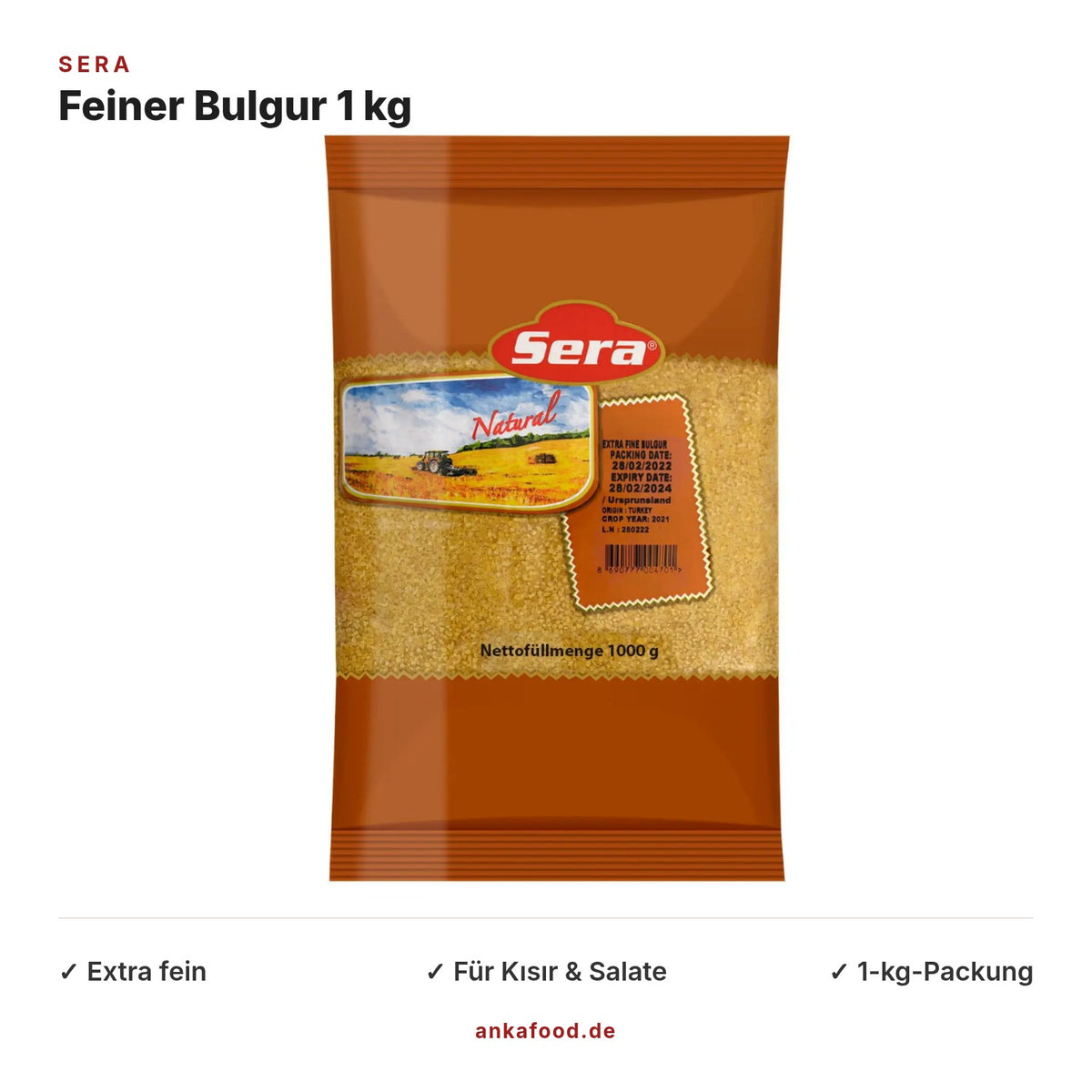 Sera Extra feiner Bulgur 1 kg für Kısır – Anka Food