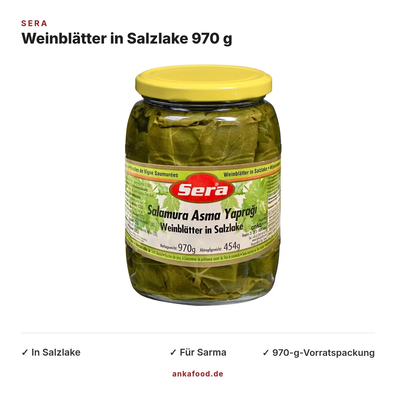 Sera Weinblätter in Salzlake 970 g – Anka Food