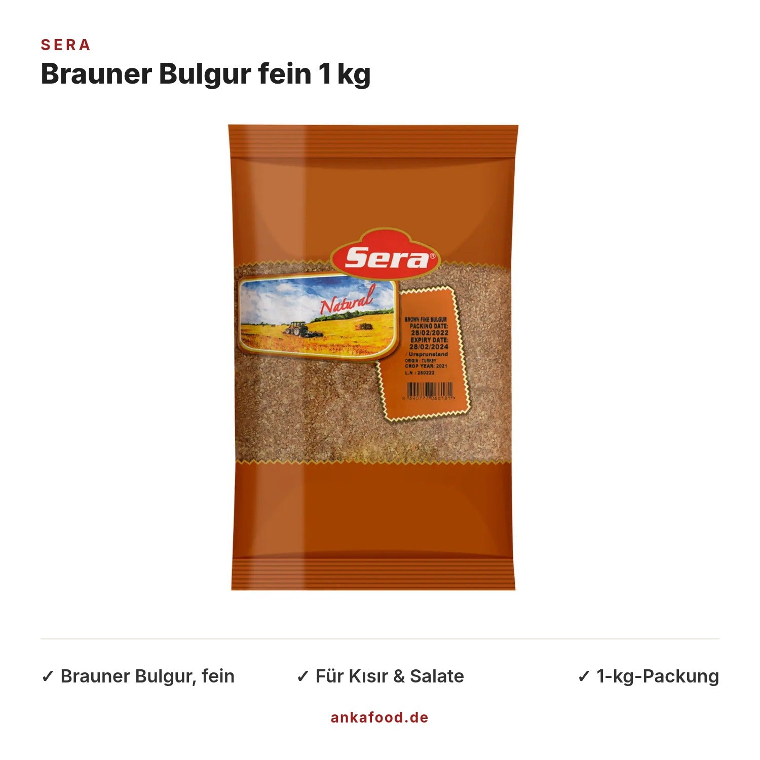 Sera Brauner Bulgur fein 1000 g – Anka Food