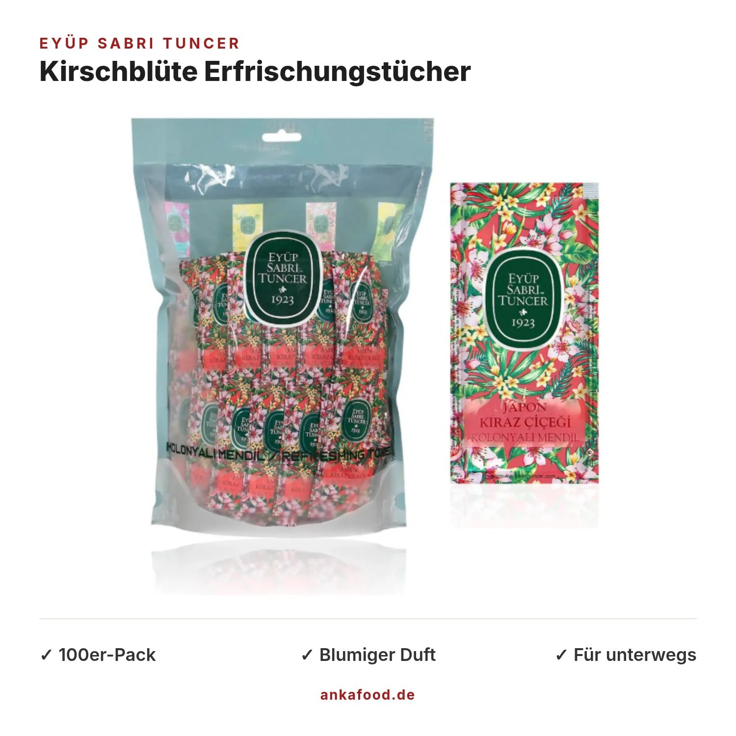 Eyüp Sabri Tuncer Japanische Kirschblüte Erfrischungstücher 100er – Anka Food