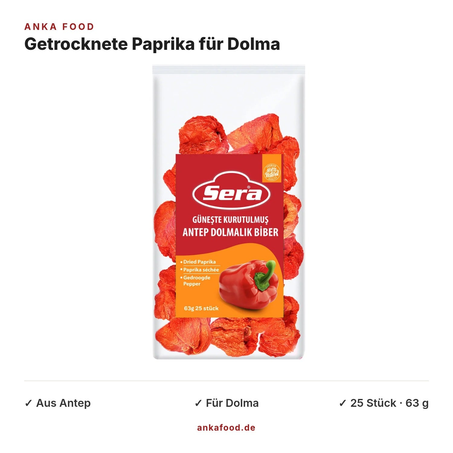Anka Food Getrocknete Paprika für Dolma aus Antep 63 g