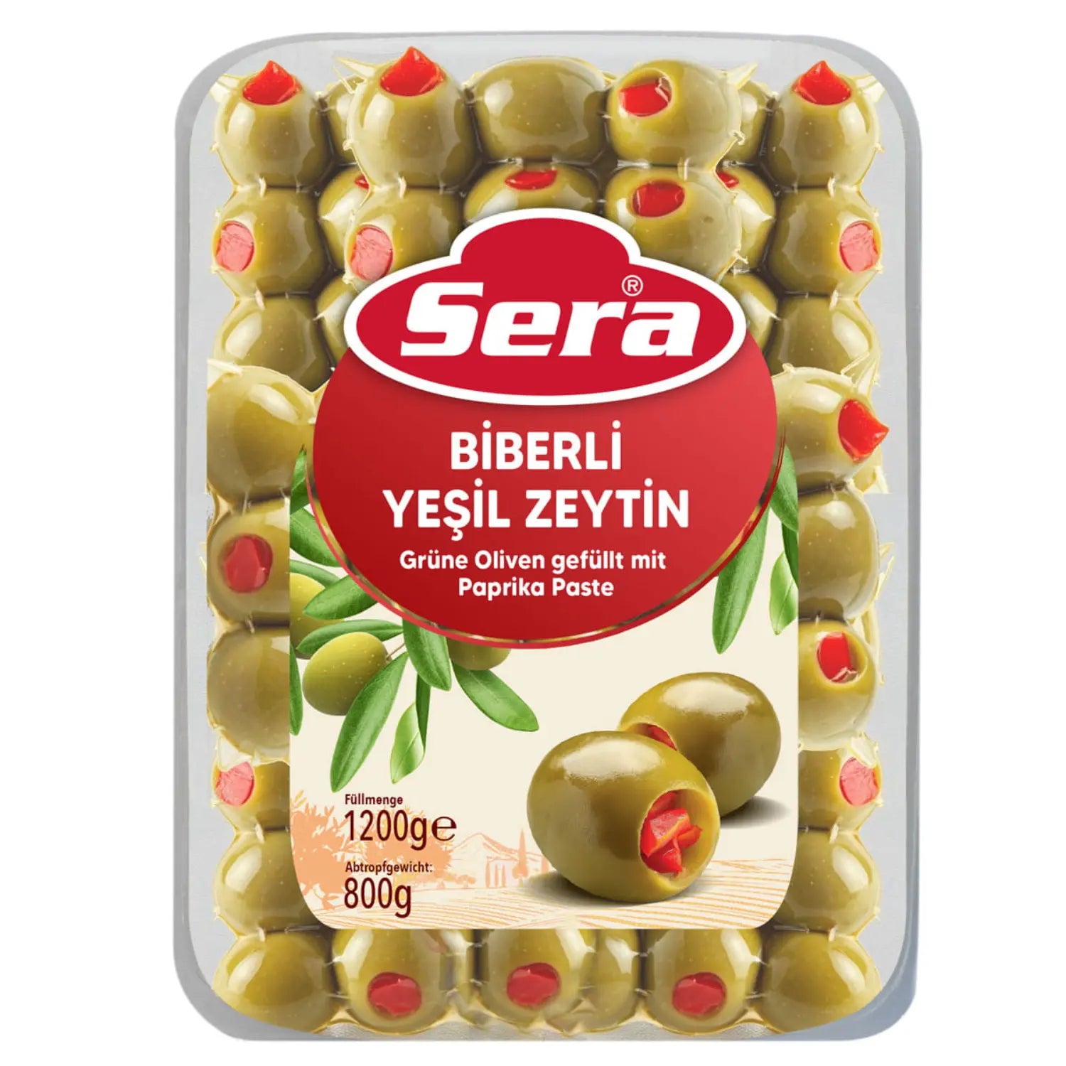 Green Olives stuffed with Red Pepper 1200g – Large Value Pack – Anka Food