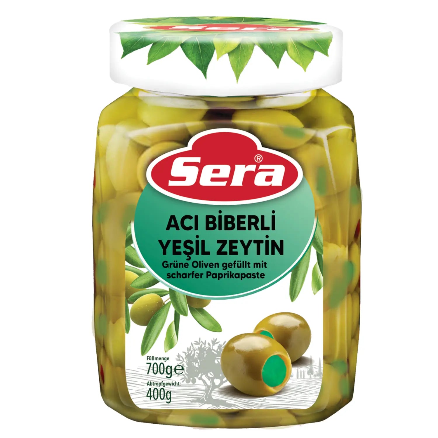 Spicy Stuffed Green Olives 700g – Green Olives with Hot Pepper – Anka Food