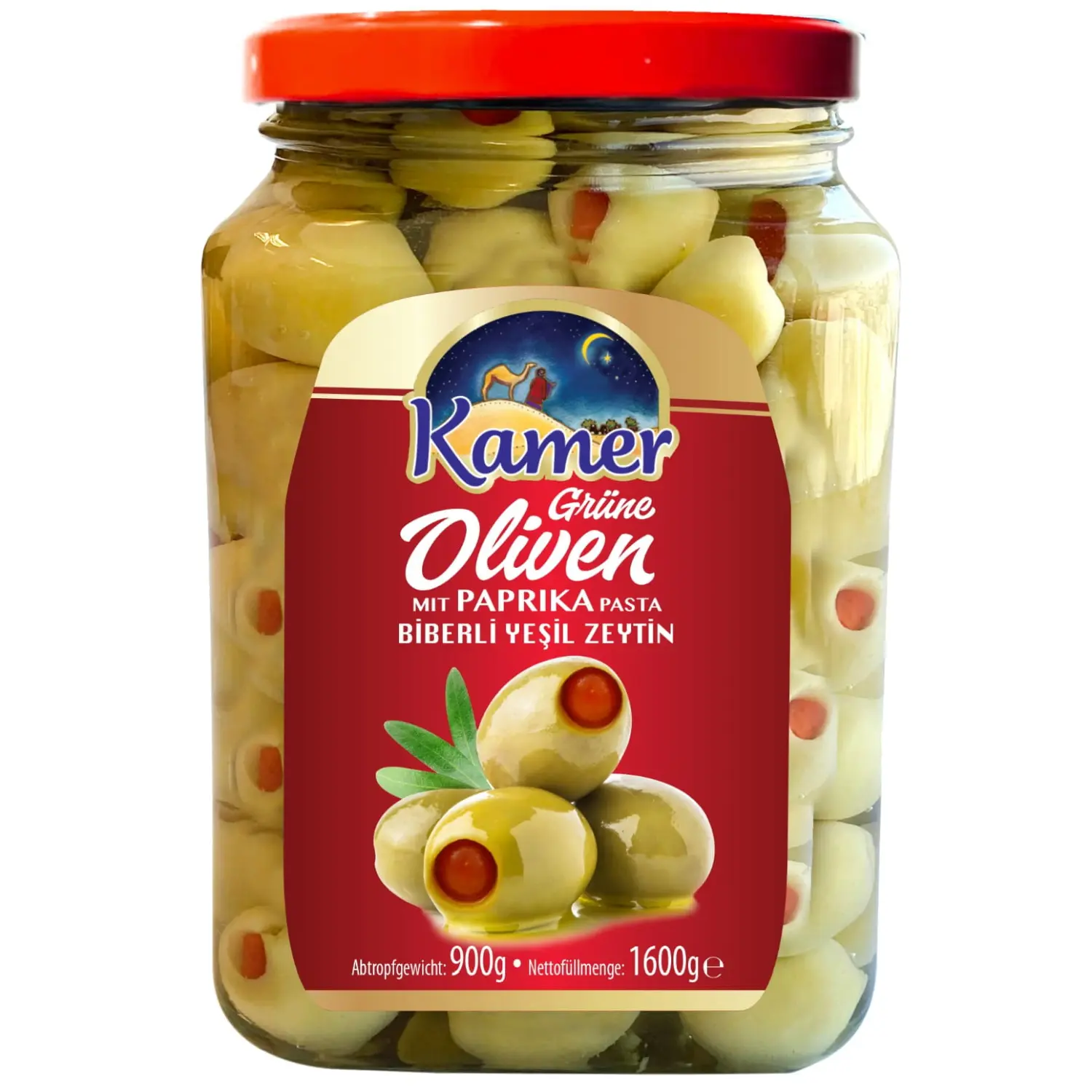 Green Olives stuffed with Red Pepper 1600g – Stuffed Olives – Anka Food