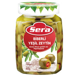 Sera Grüne Oliven gefüllt mit Paprikapaste 700 g – Biber Dolgulu Yeşil Zeytin – Anka Food
