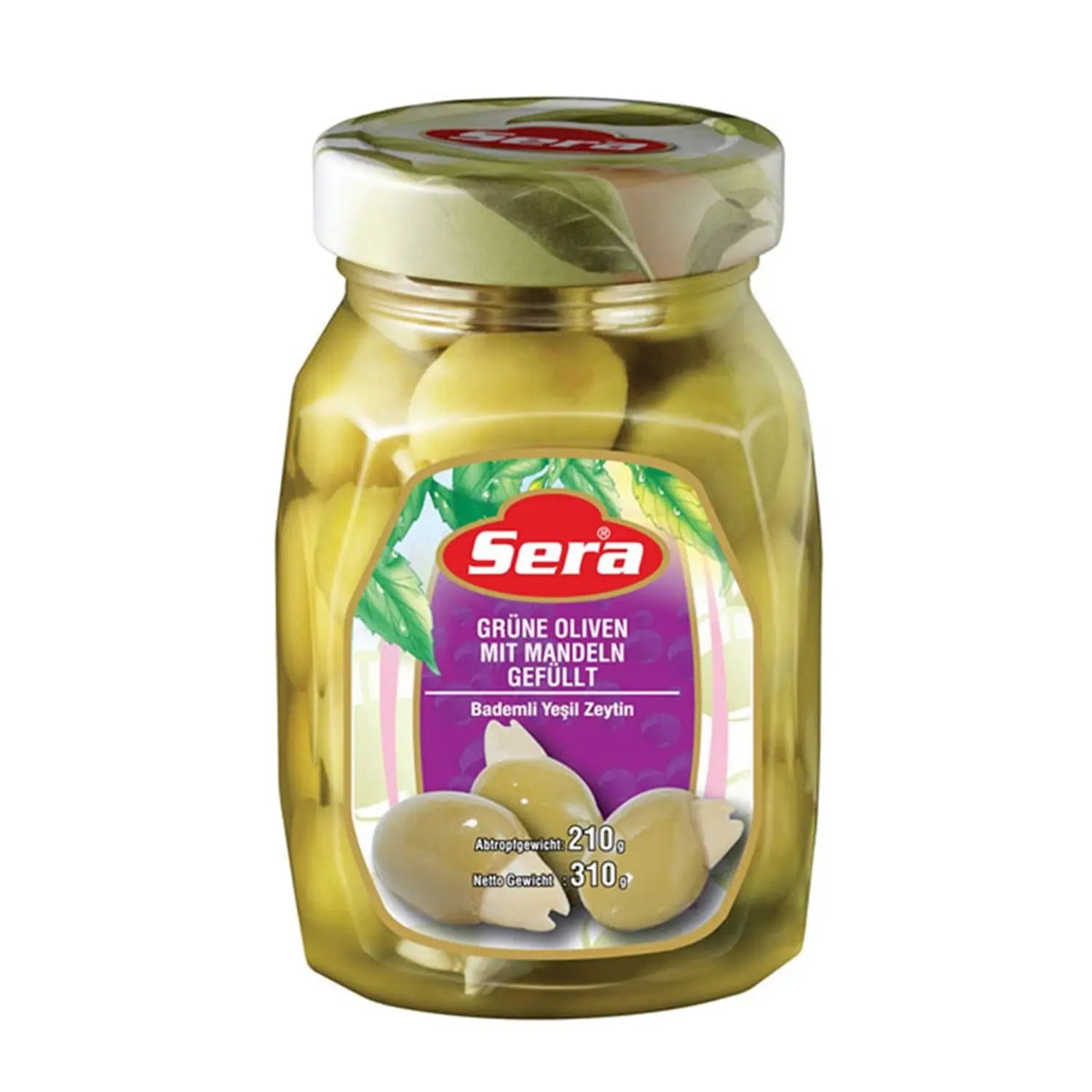 Green Olives stuffed with Almonds 310g – Gourmet Stuffed Olives – Anka Food