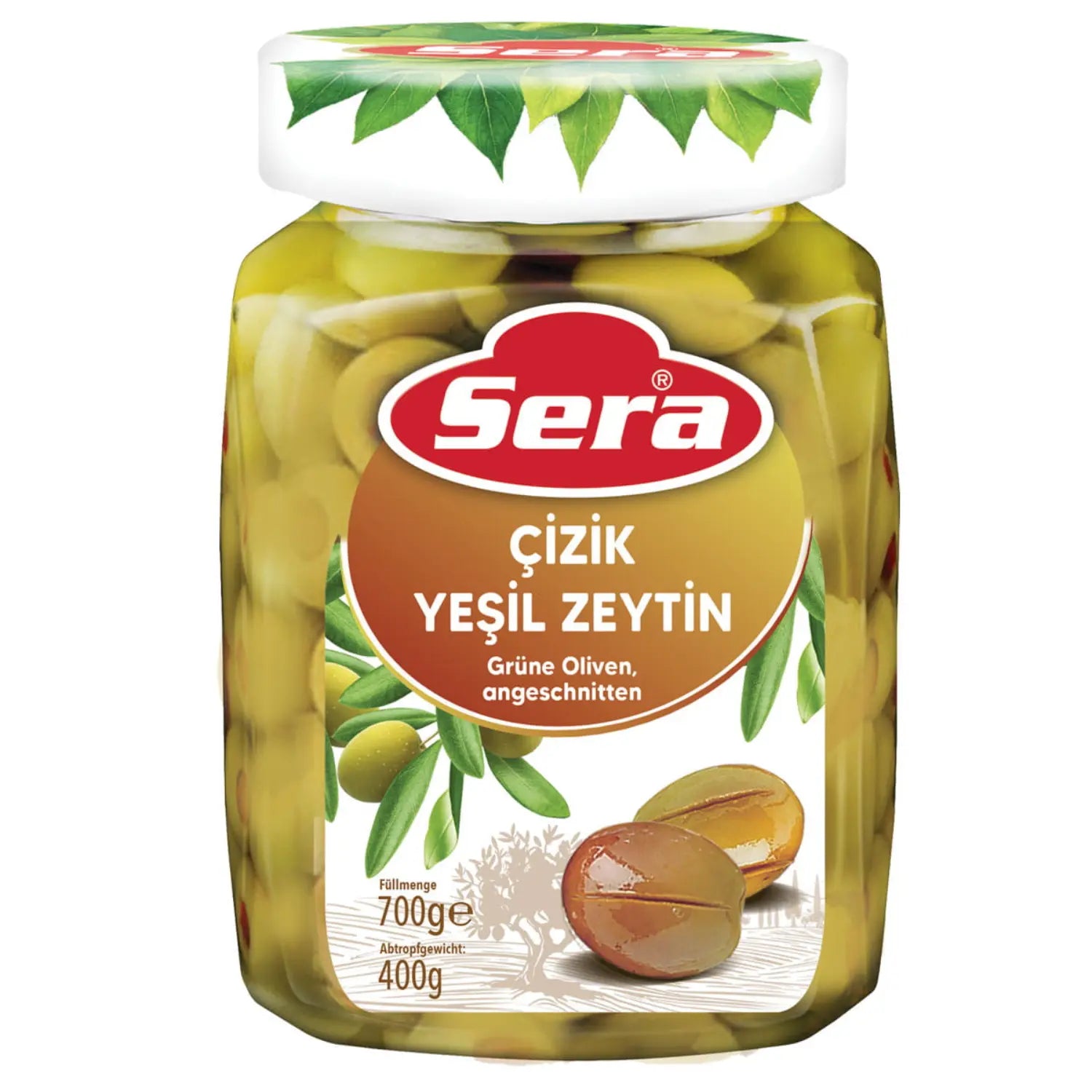 Grüne Oliven angeschnitten 700g (Çizik Zeytin) – Mild & Würzig – Anka Food