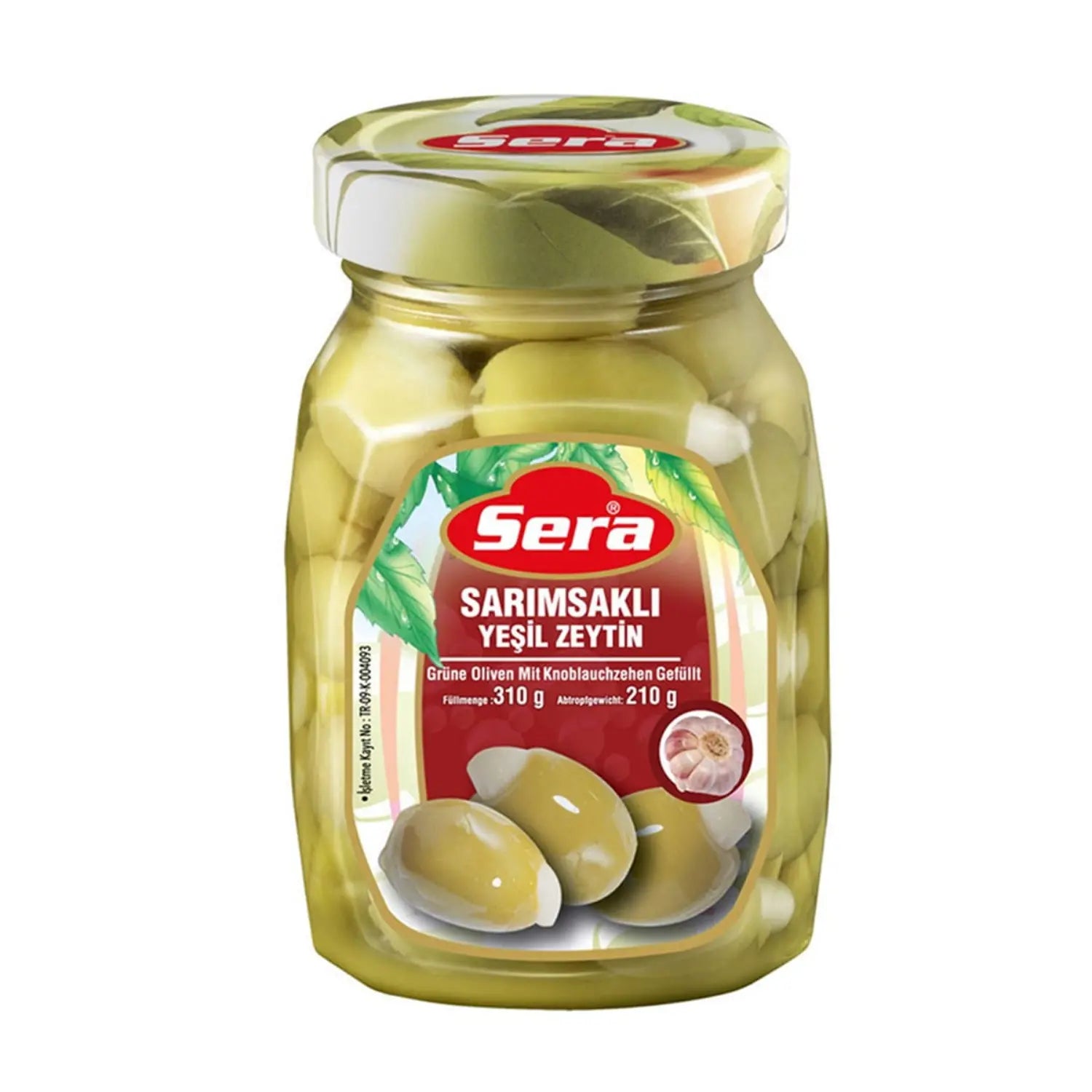 Grüne Oliven gefüllt mit Knoblauch 210g ATG – Sera – Anka Food
