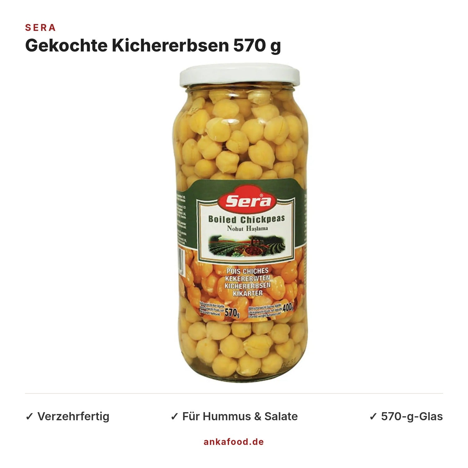 Sera Kichererbsen gekocht 570 g – Anka Food