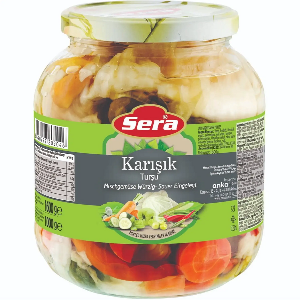 Mischgemüse Würzig-Sauer 1600g – Knackige Pickles – Anka Food