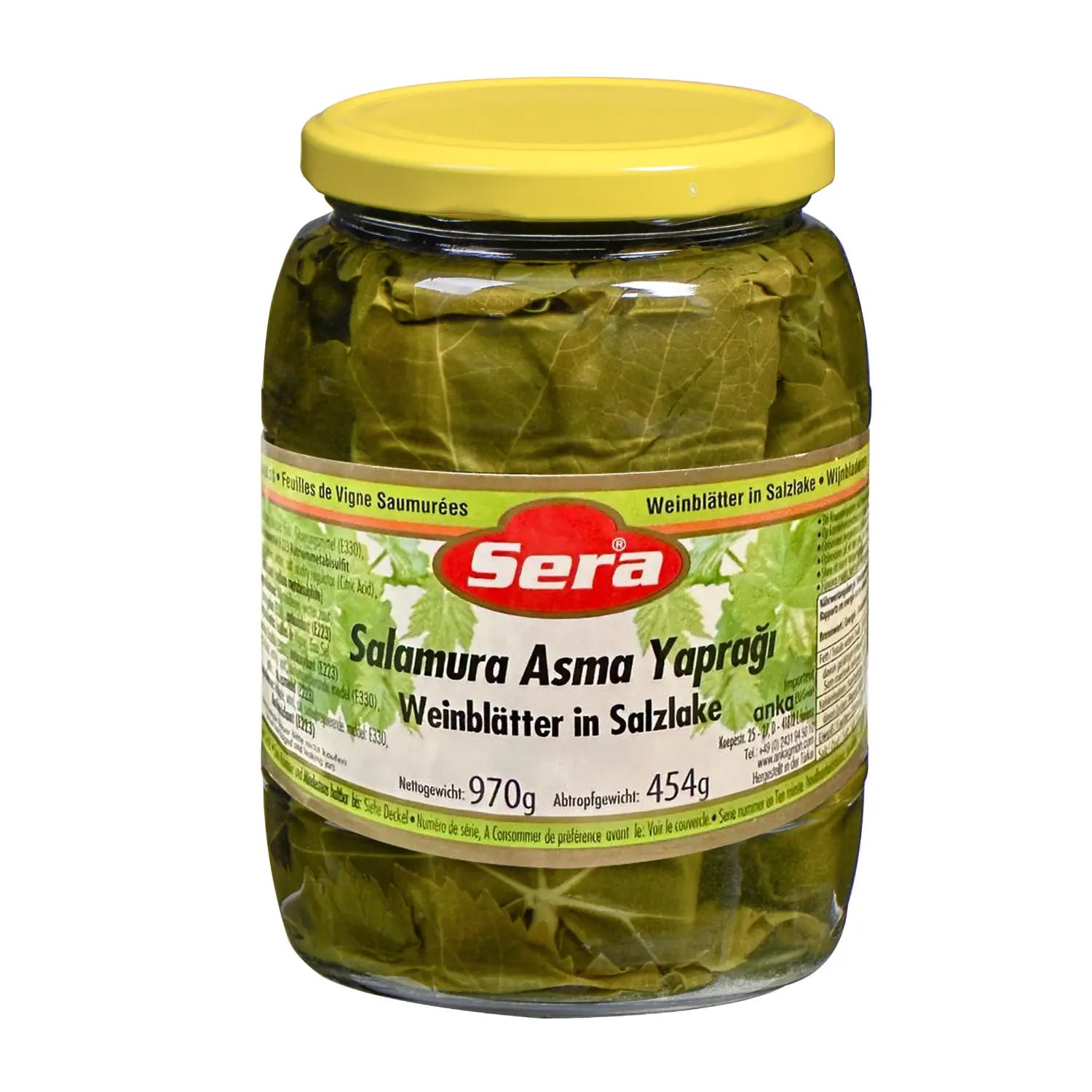 Pickled Grape Leaves 970g – Tender Vine Leaves in Brine – Anka Food