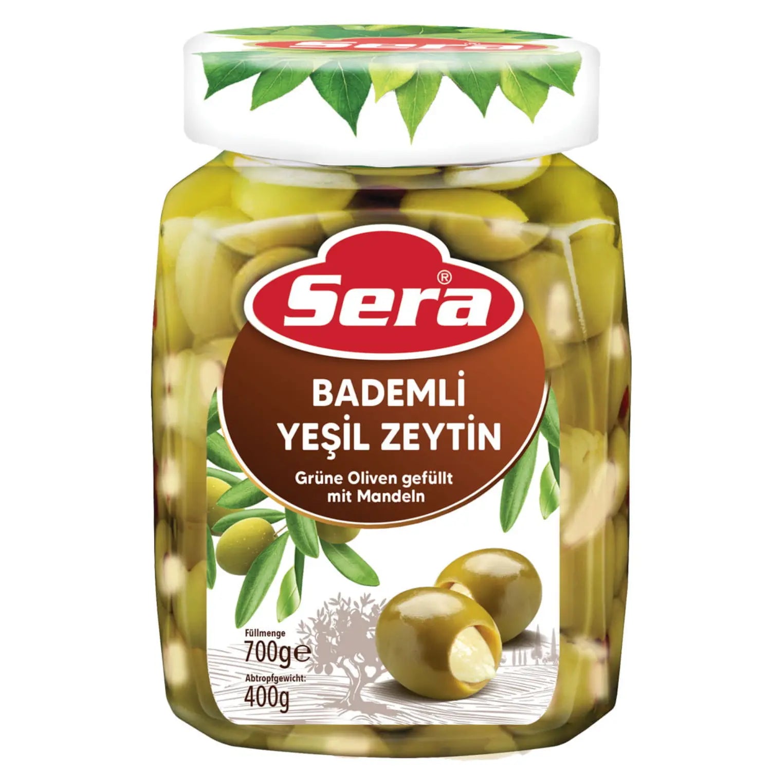 Premium Green Olives with Almonds 700g – Gourmet Stuffed Olives – Anka Food