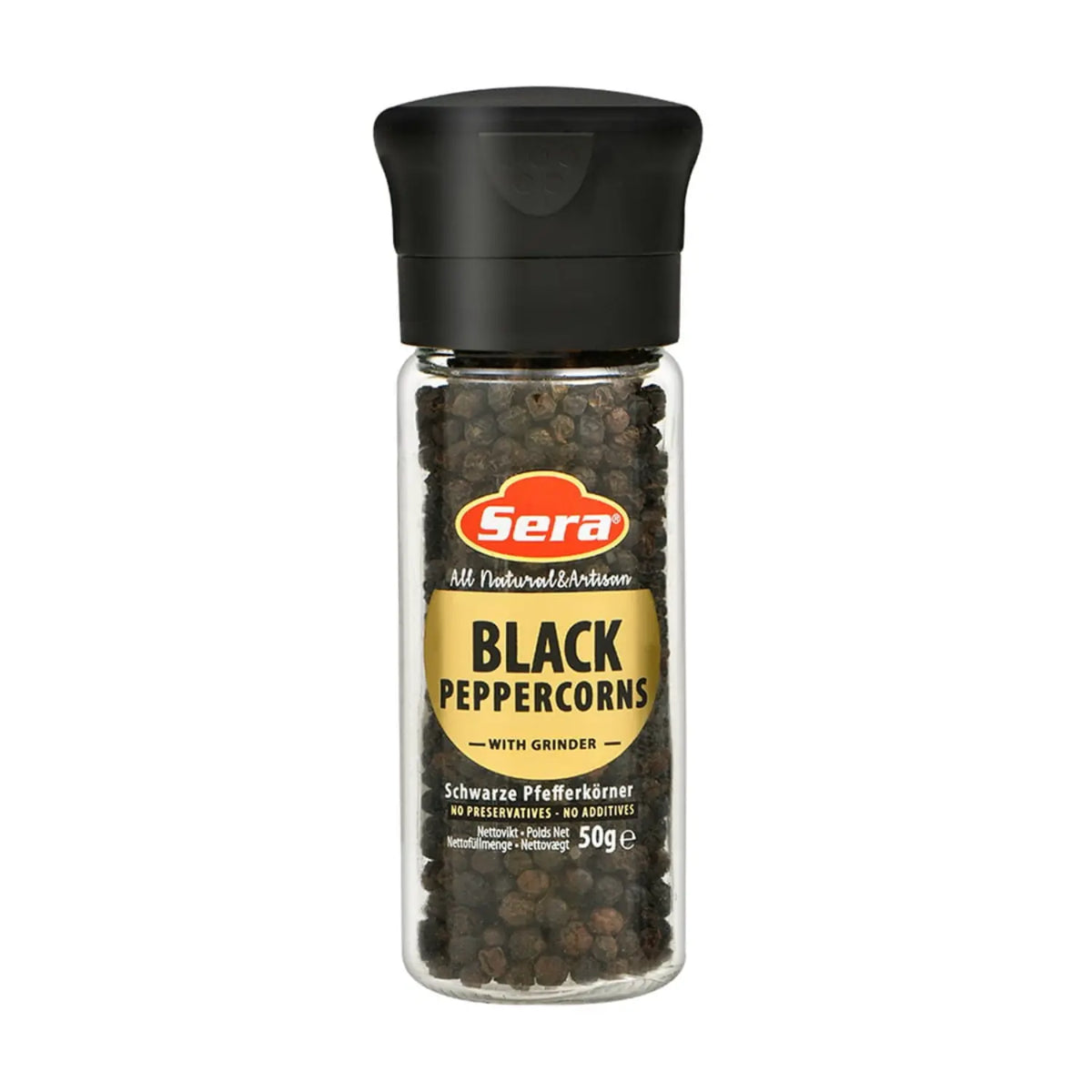 Sera Schwarze Pfefferkörner mit Mühle 50 g – im Gewürz-Set enthalten