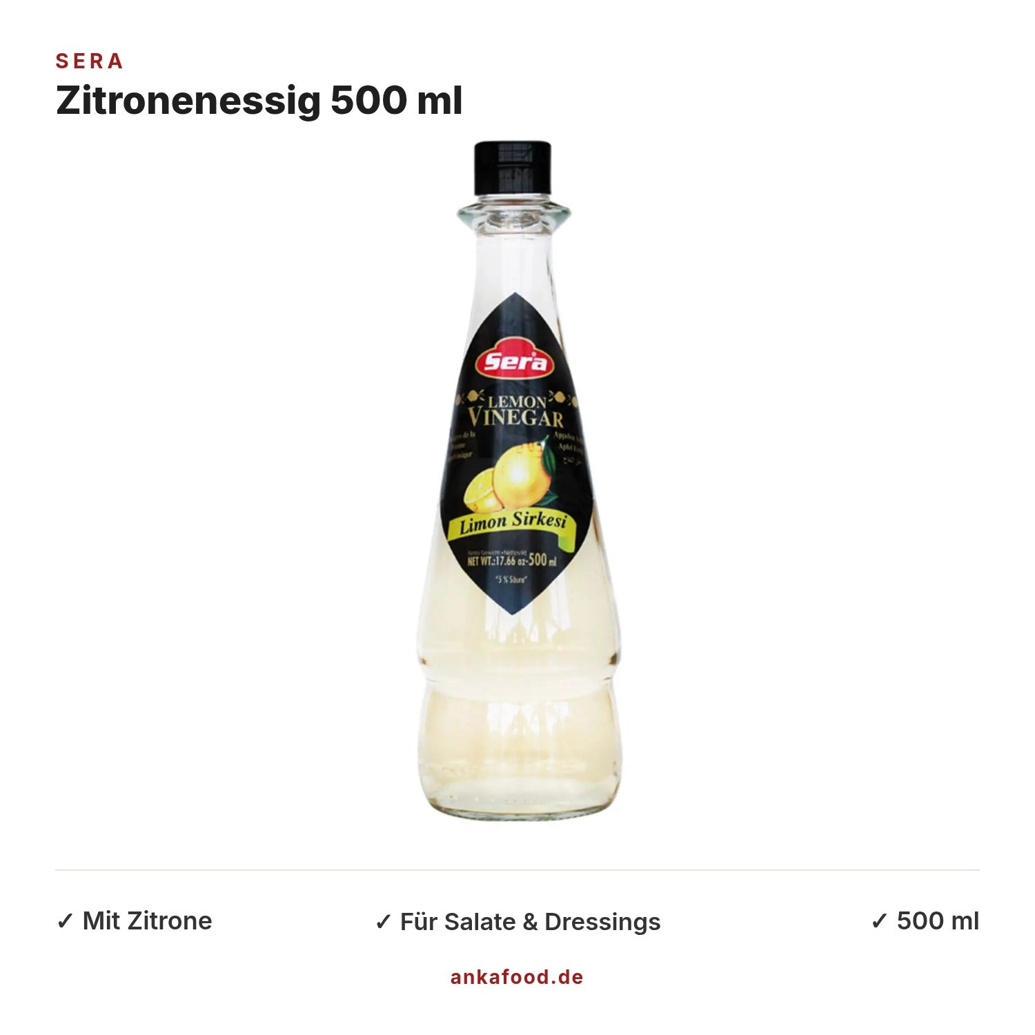 Sera Zitronenessig 500 ml – Anka Food