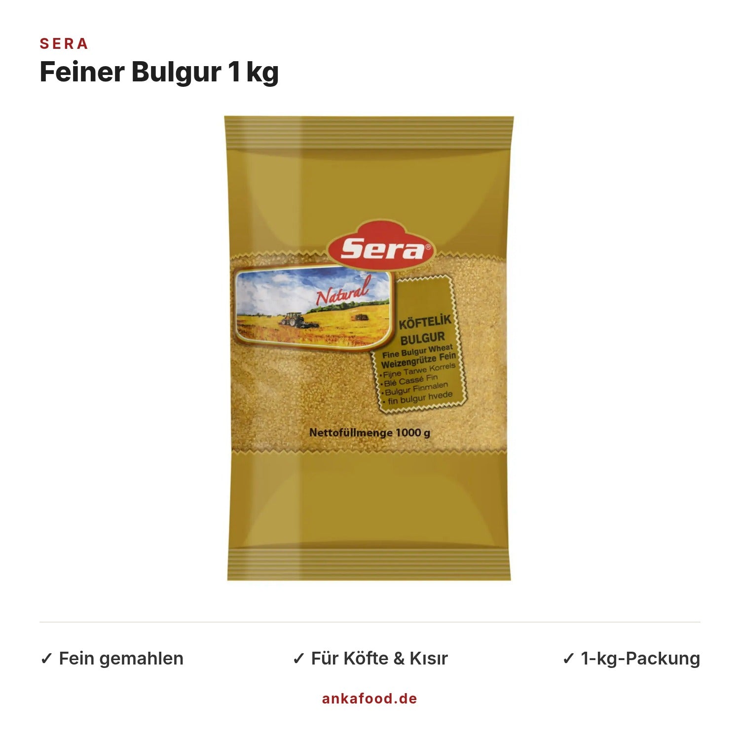 Sera Feiner Bulgur 1000 g für Köfte & Kısır – Anka Food